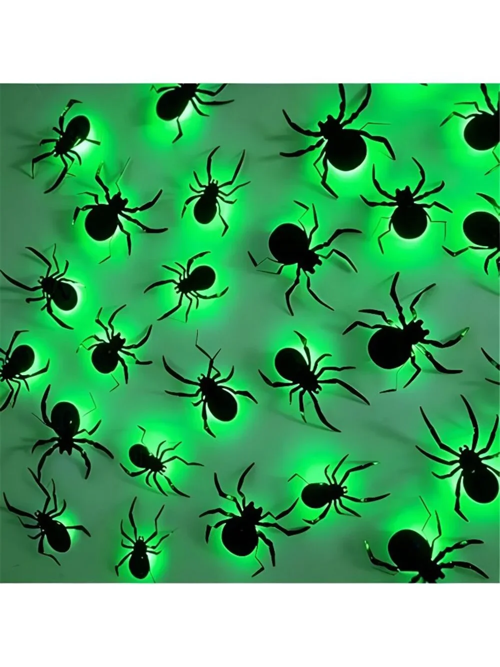 36 Pack Halloween Wall Decor Light up Spiders, Green